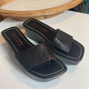 Donald J Pliner leather platform wedge sandals
